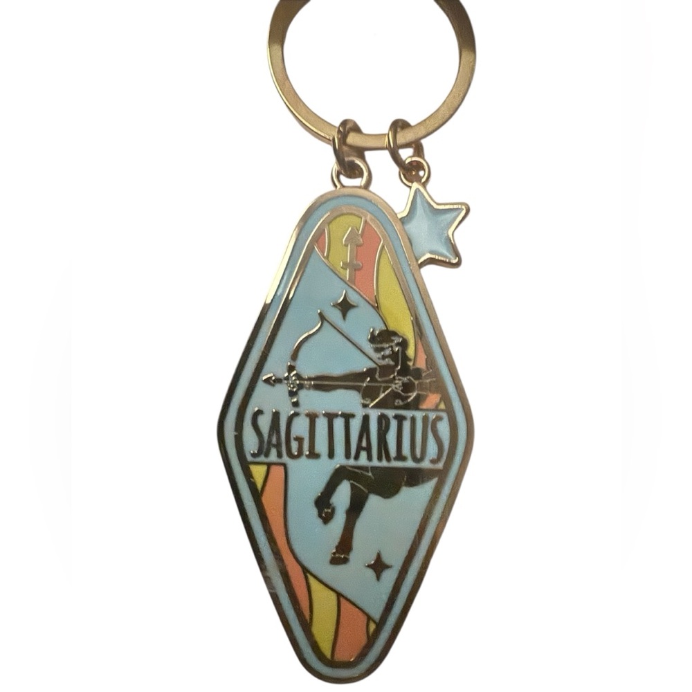 Modern Expressions Sagittarius Zodiac Keychain with Star Charm w/gold hardware 🆕